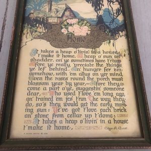 1925 Edgar A Quest framed poem
